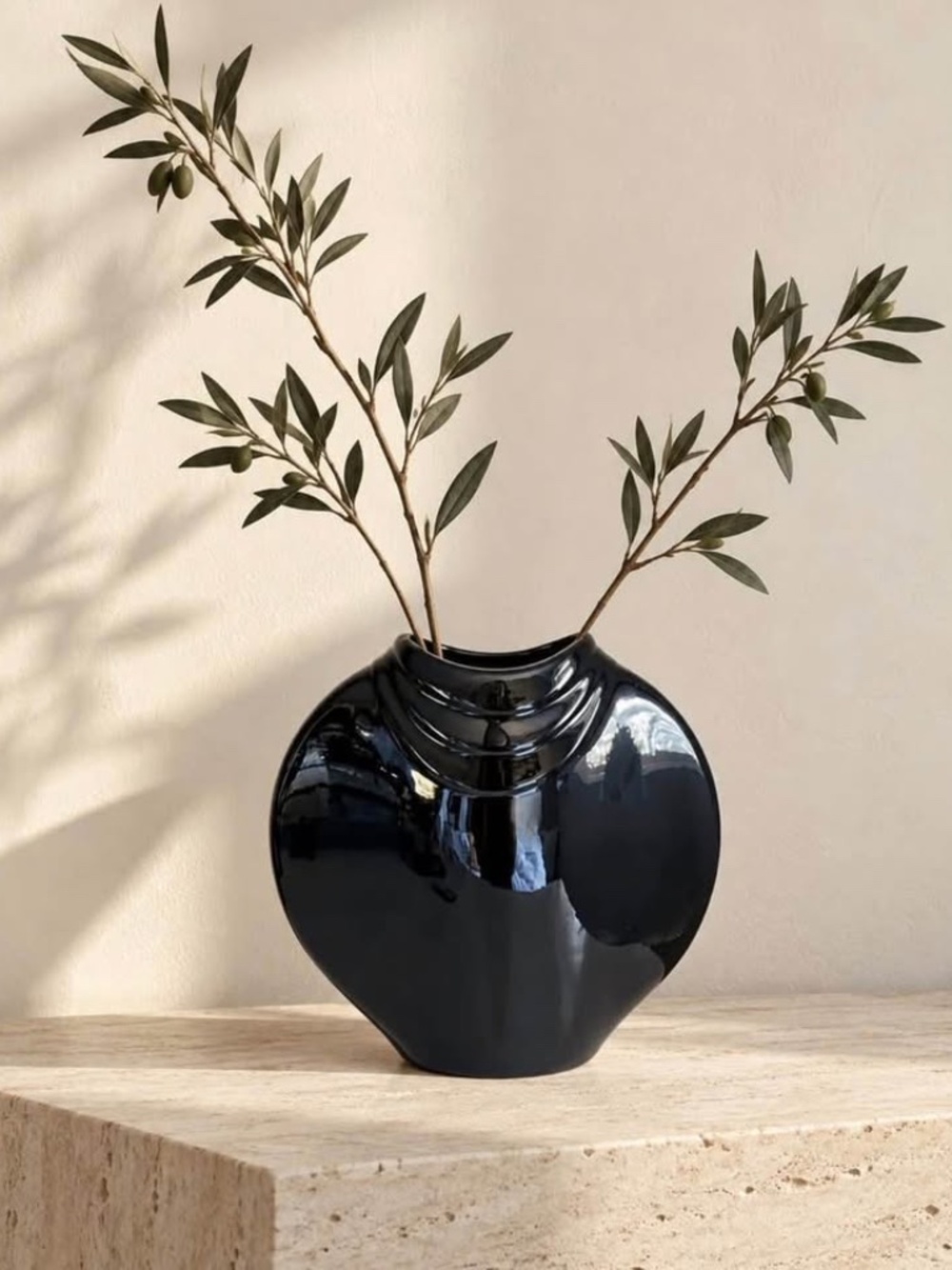 Vintage Black Mid Century Modern Floral Retro Vase